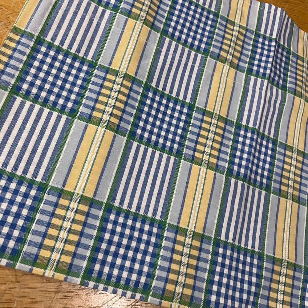 Waverly Valley Lake Plaid Gingham Valance Blue Yellow 82x16 Cottagecore
